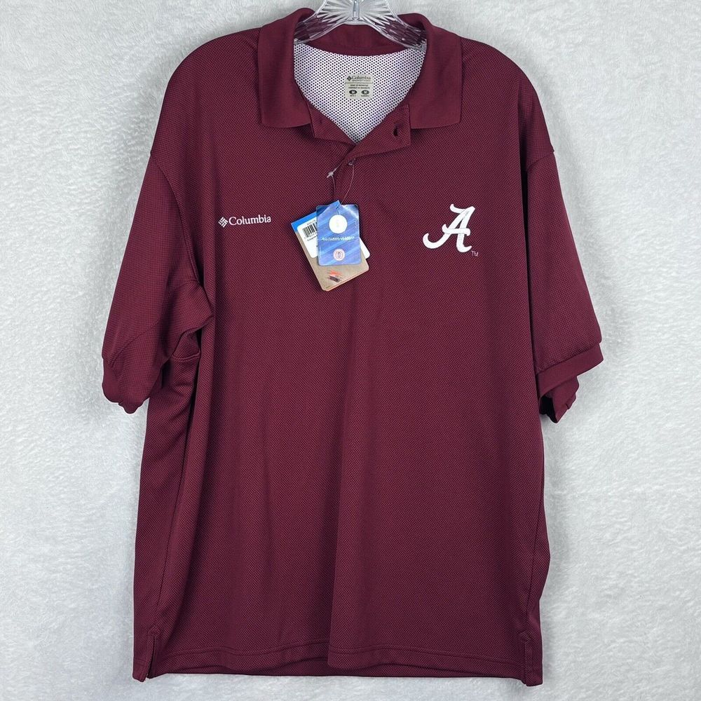 NWT Alabama Columbia Crimson Tide Red Embroidered‎ Men's Polo Shirt Size M